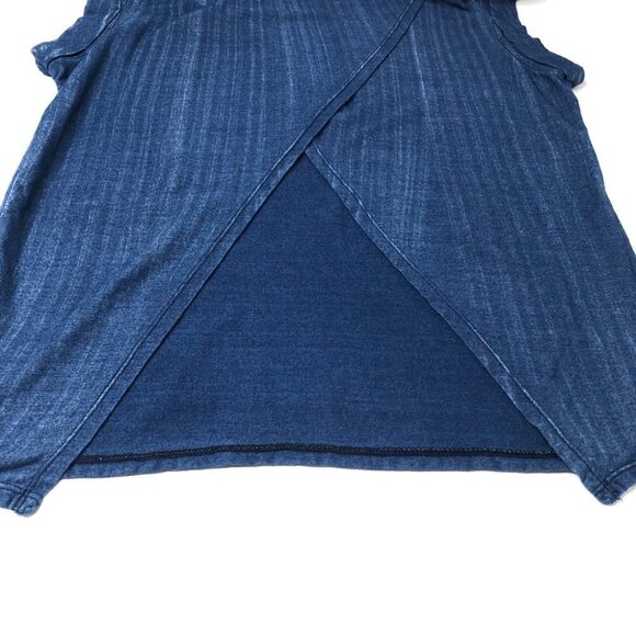 ANTHROPOLOGIE Cloth & Stone Blue Stonewashed Tulip Asymmetrical Open Back Shirt - Picture 7 of 12